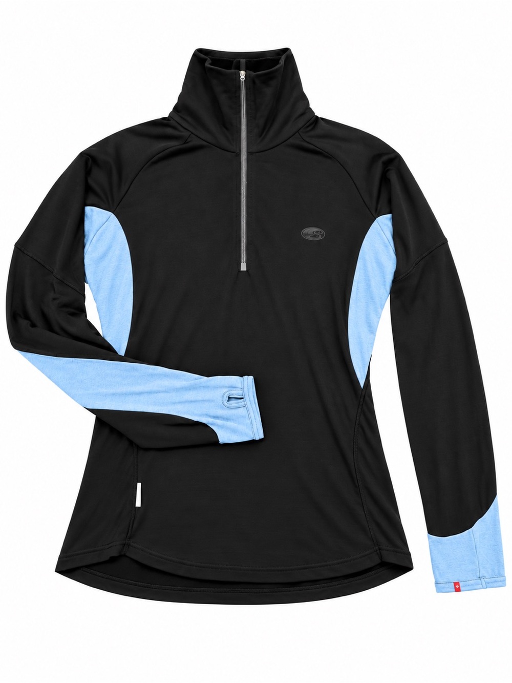 Icebreaker 100% Merino Wool Black and Light Blue Women's Half-Zip, Activewear